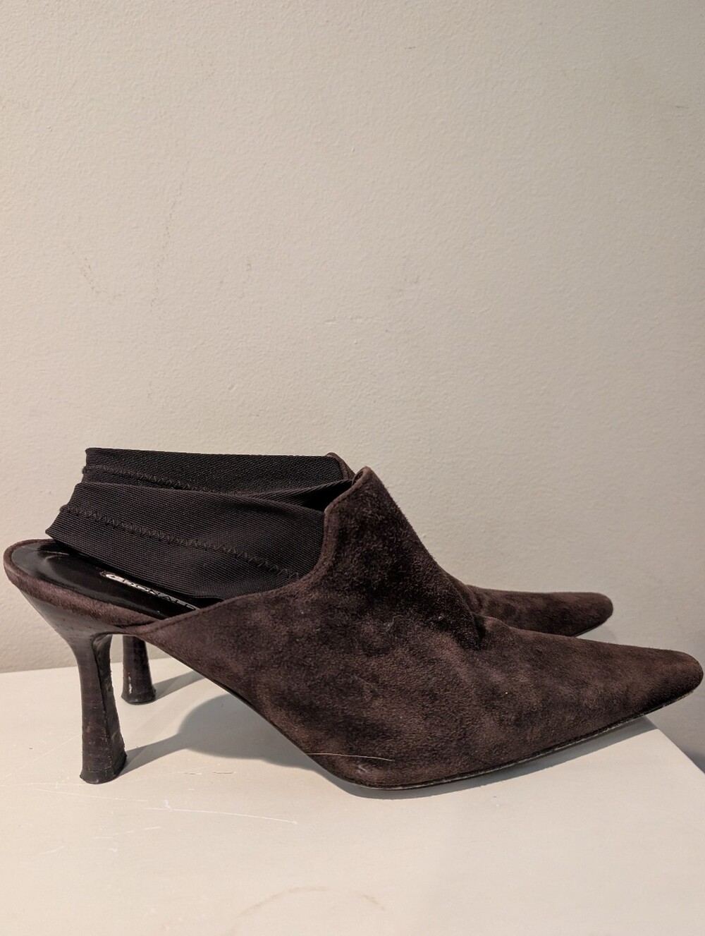 Vintage Donald J Pliner Brown Suede Slingback Pointed Toe Kitten Heels Size 8.5